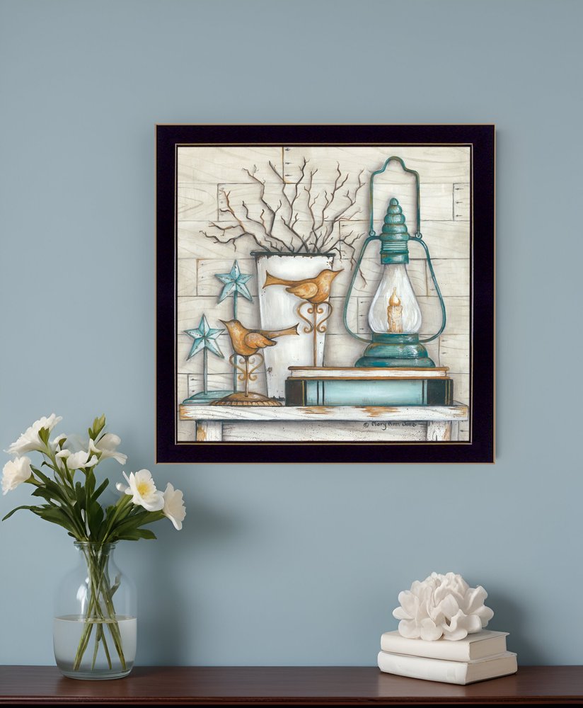 Lantern on Books 1 Black Framed Print Wall Art HomeRoots