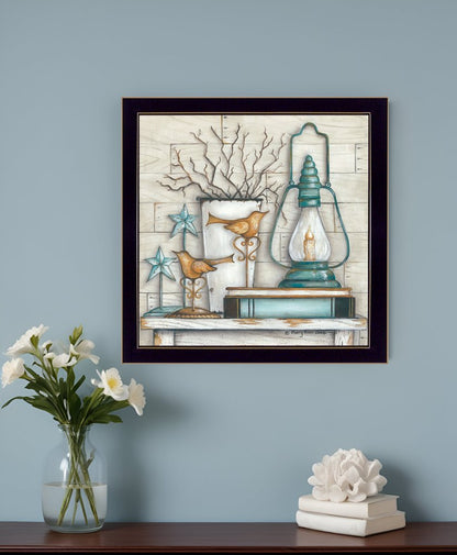 Lantern on Books 1 Black Framed Print Wall Art HomeRoots