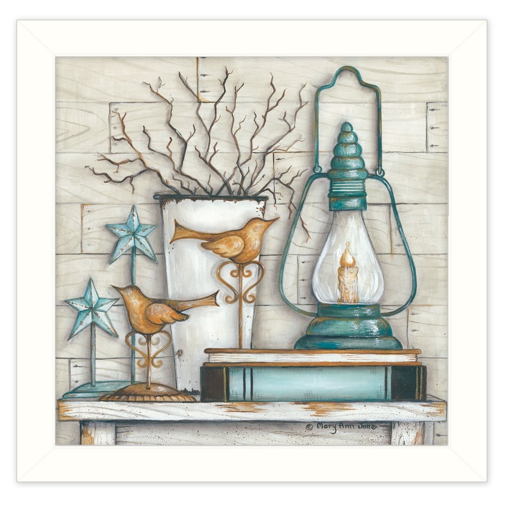 Lantern on Books 2 White Framed Print Wall Art HomeRoots