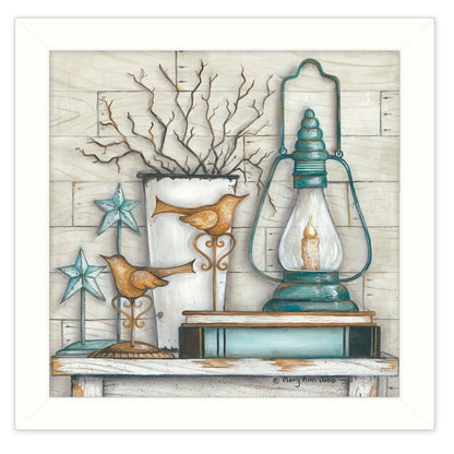 Lantern on Books 2 White Framed Print Wall Art HomeRoots