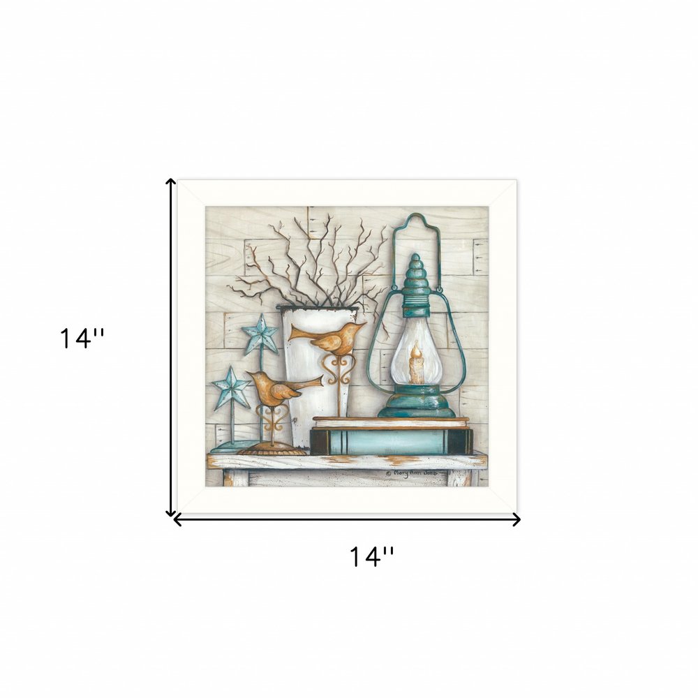 Lantern on Books 2 White Framed Print Wall Art HomeRoots