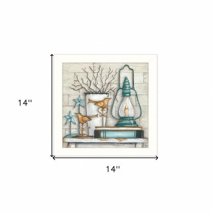 Lantern on Books 2 White Framed Print Wall Art HomeRoots