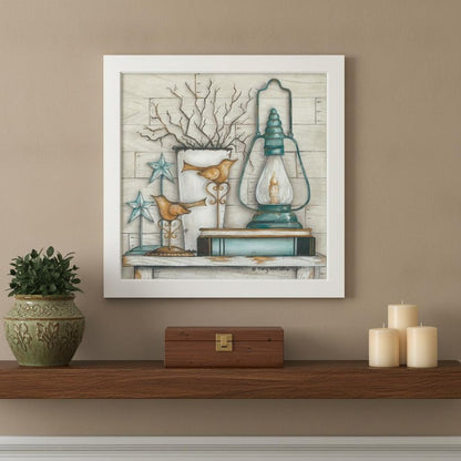 Lantern on Books 2 White Framed Print Wall Art HomeRoots
