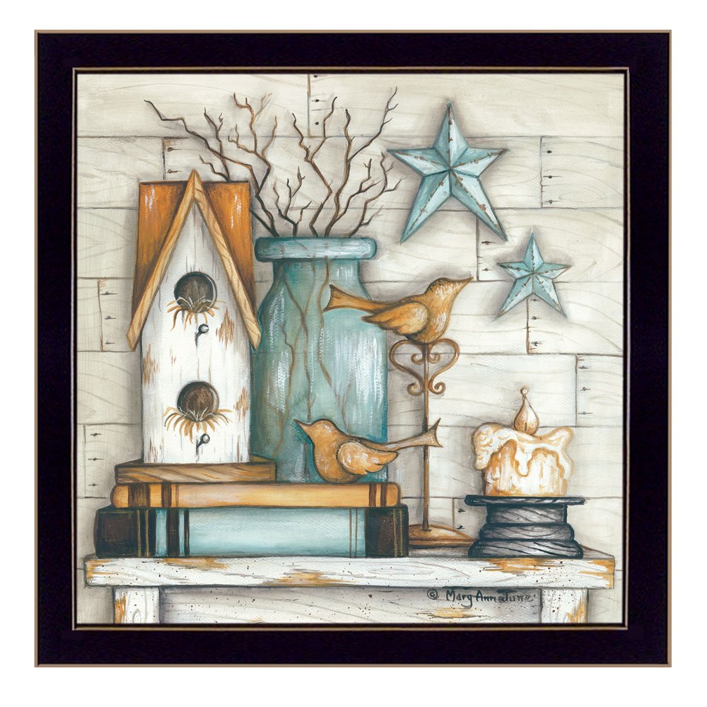 Birdhouse on Books 1 Black Framed Print Wall Art HomeRoots