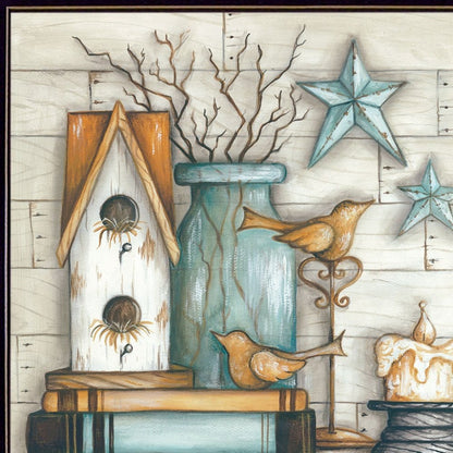 Birdhouse on Books 1 Black Framed Print Wall Art HomeRoots