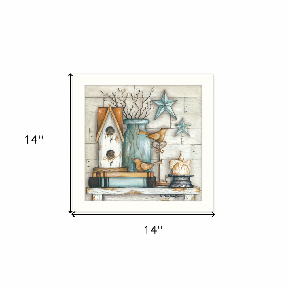 Birdhouse on Books 2 White Framed Print Wall Art HomeRoots