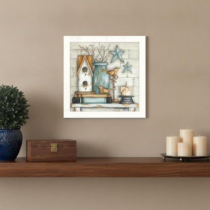 Birdhouse on Books 2 White Framed Print Wall Art HomeRoots