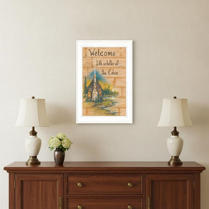 Life is Better at the Cabin 1 White Framed Print Wall Art HomeRoots