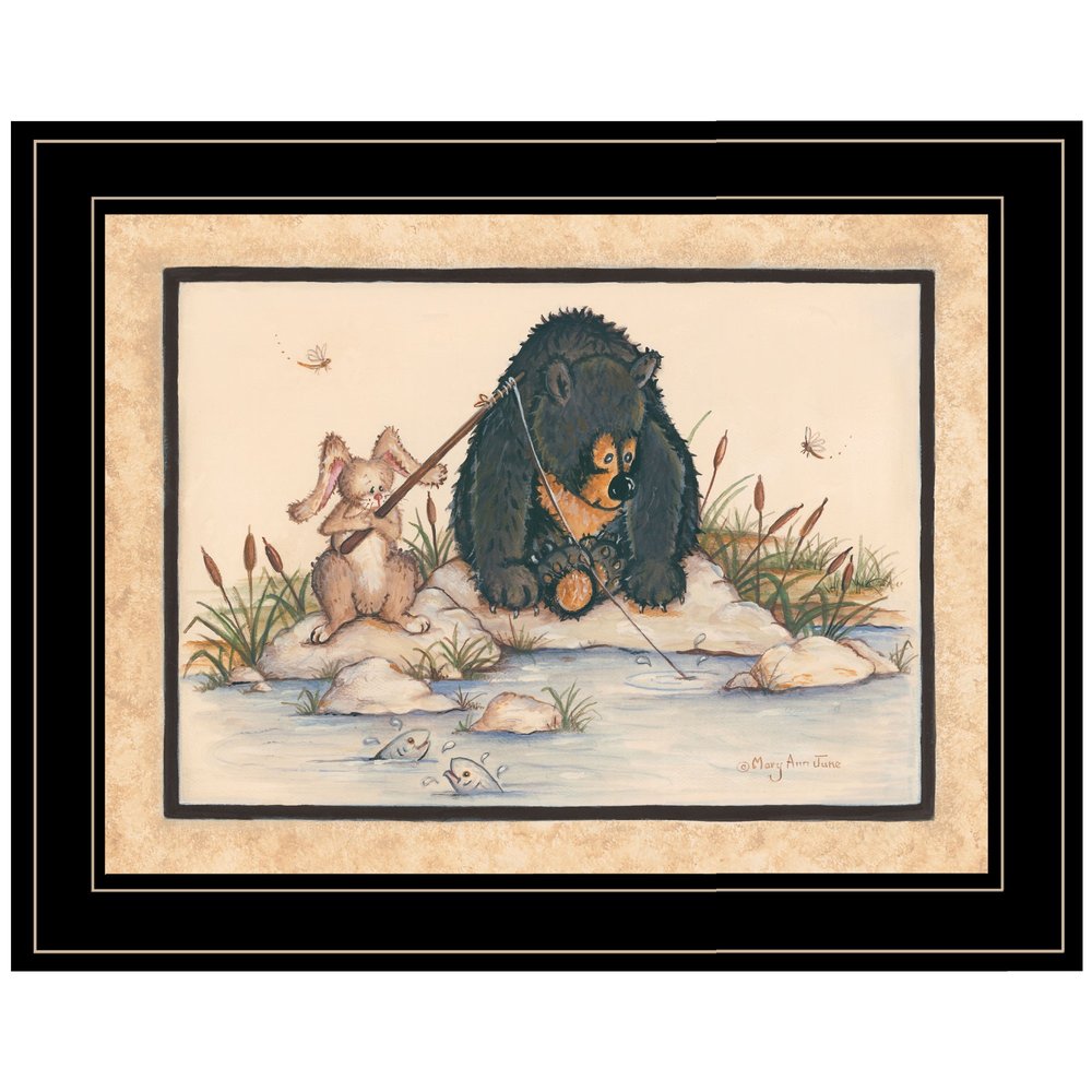 Gone Fishing 2 Black Framed Print Wall Art HomeRoots