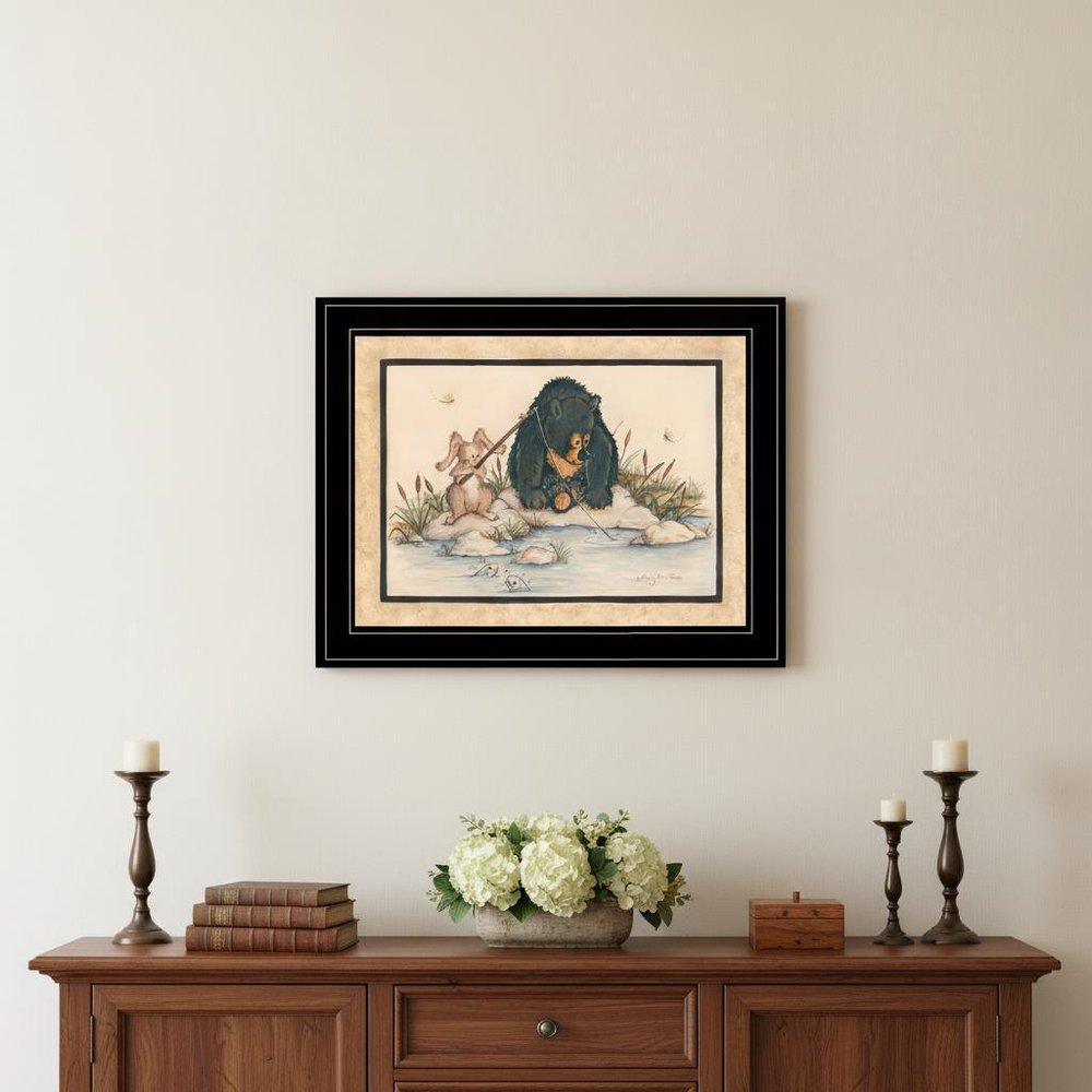 Gone Fishing 2 Black Framed Print Wall Art HomeRoots