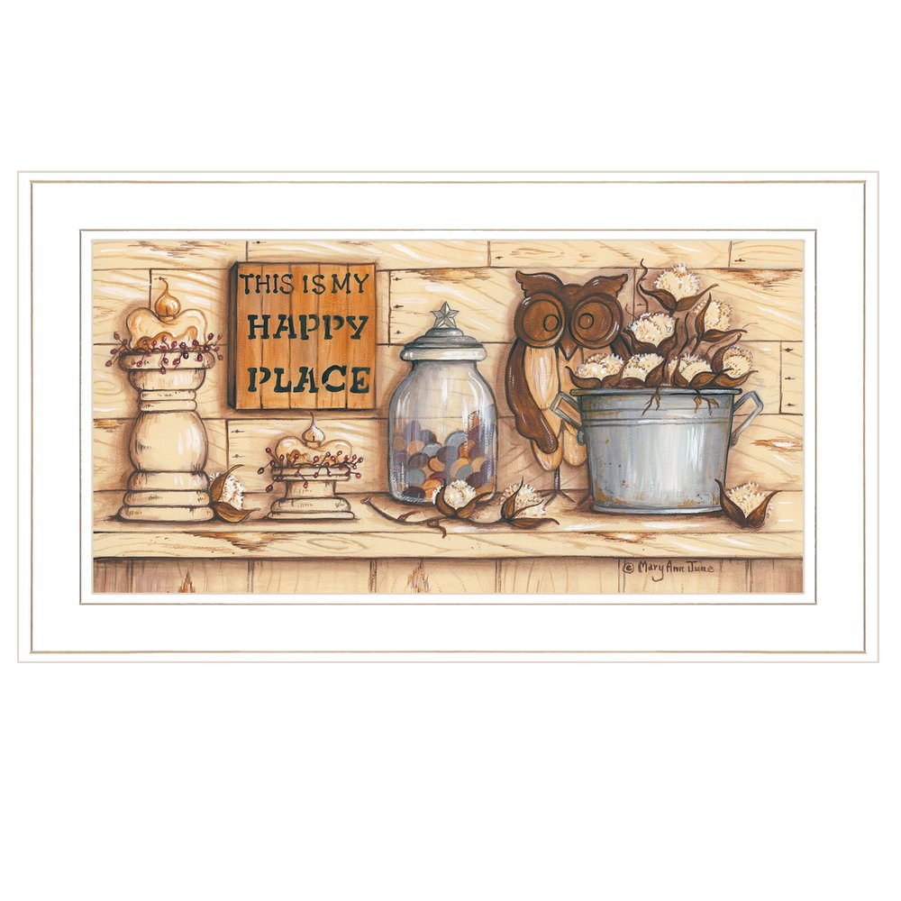My Happy Place 1 White Framed Print Wall Art HomeRoots