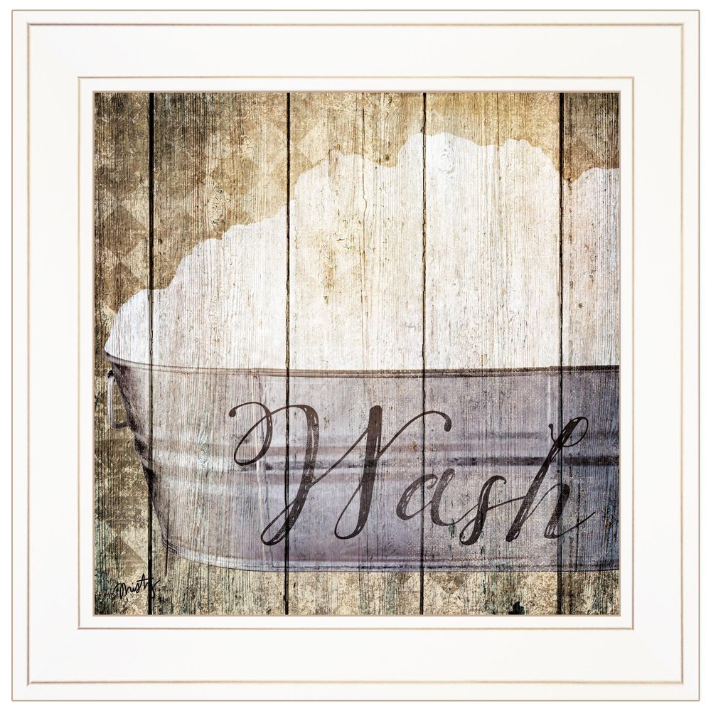 Wash 1 White Framed Print Bathroom Wall Art HomeRoots