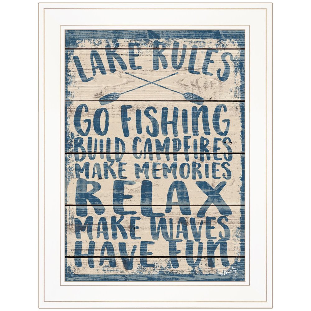Lake Rules 1 White Framed Print Wall Art HomeRoots