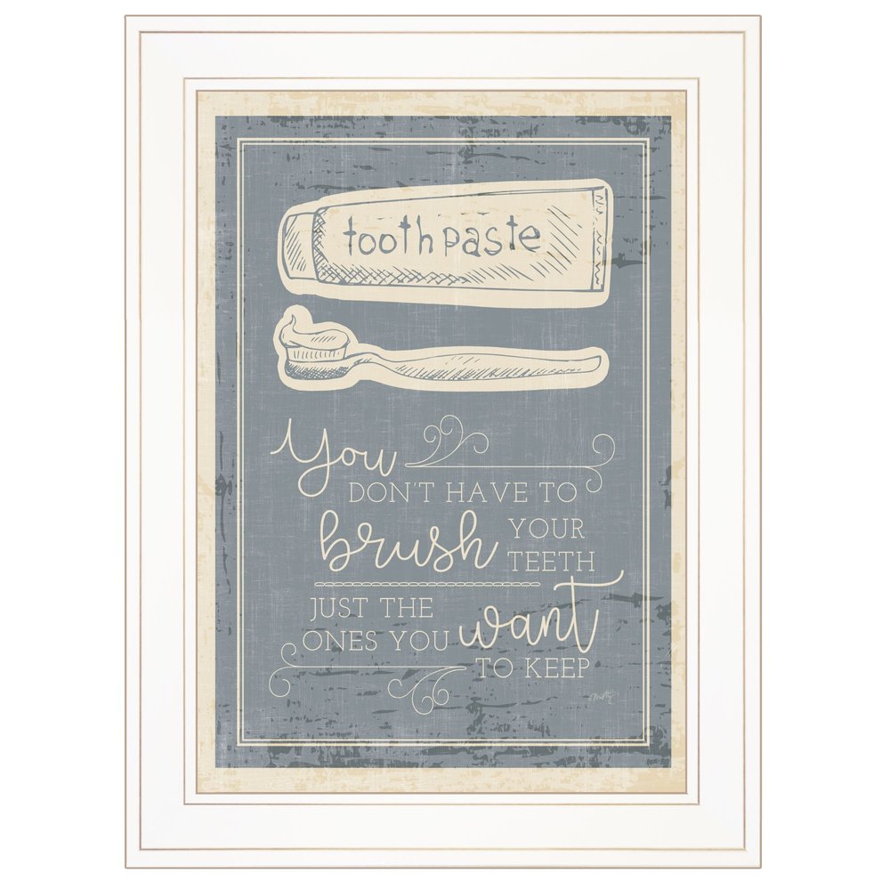 Brush Teeth 2 White Framed Print Wall Art HomeRoots