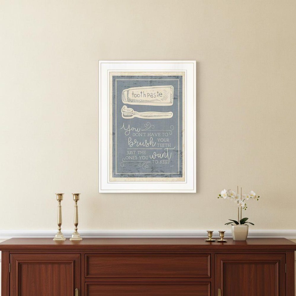 Brush Teeth 2 White Framed Print Wall Art HomeRoots