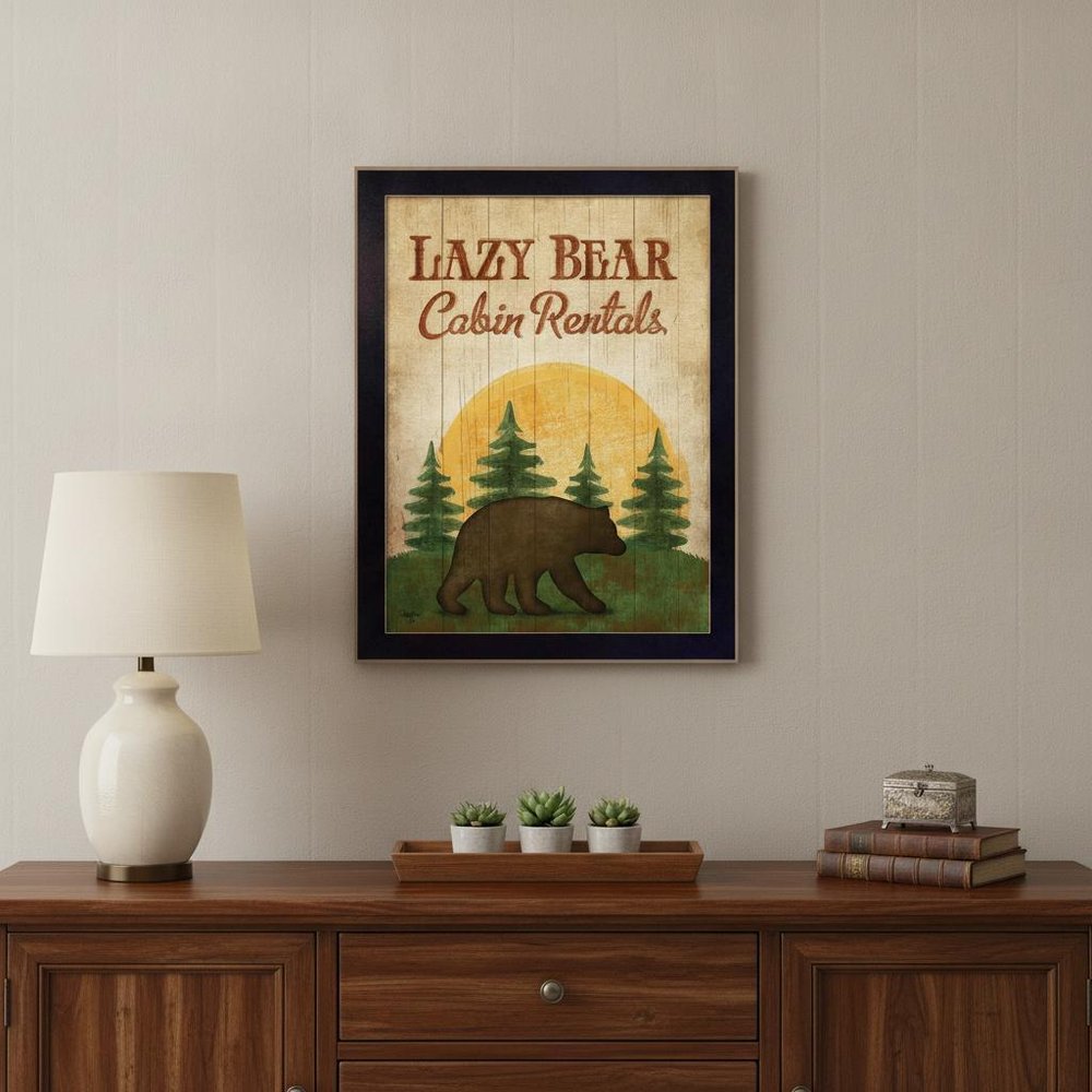 Lazy Bear 2 Black Framed Print Wall Art HomeRoots