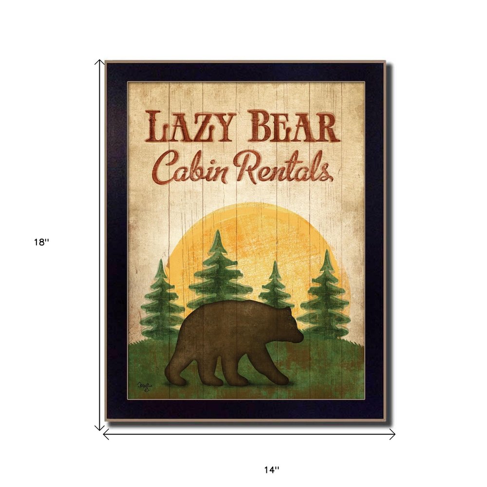 Lazy Bear 2 Black Framed Print Wall Art HomeRoots
