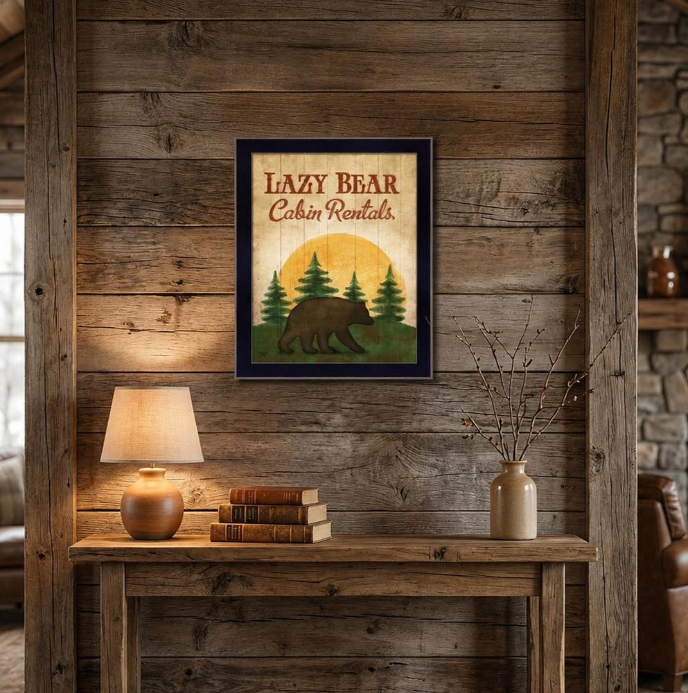 Lazy Bear 2 Black Framed Print Wall Art HomeRoots