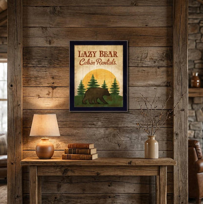 Lazy Bear 2 Black Framed Print Wall Art HomeRoots