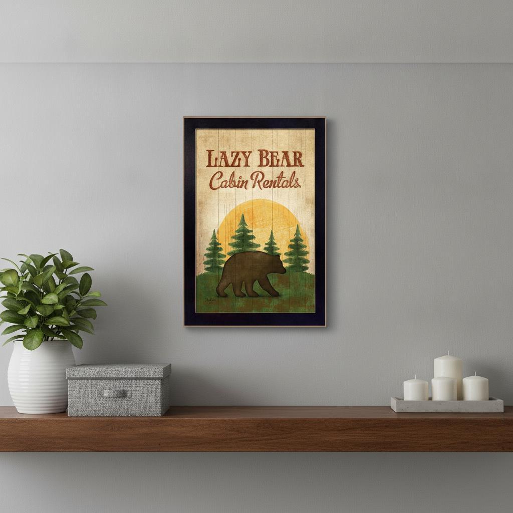 Lazy Bear 1 Black Framed Print Wall Art HomeRoots