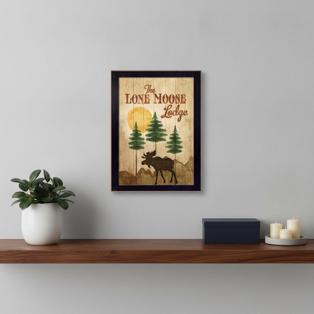 Lone Moose 1 Black Framed Print Wall Art HomeRoots