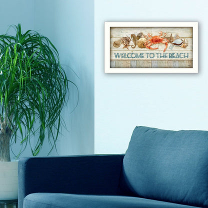 Welcome to the Beach White Framed Print Wall Art HomeRoots