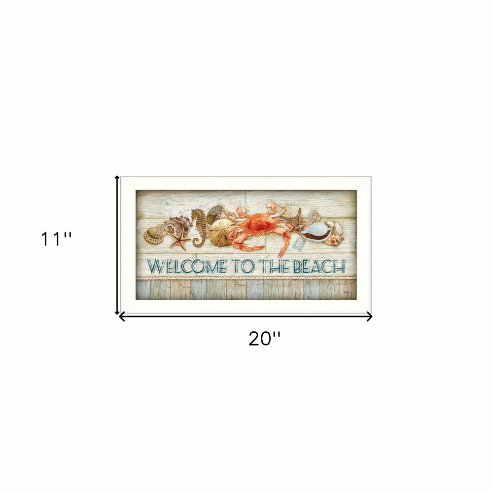 Welcome to the Beach White Framed Print Wall Art HomeRoots