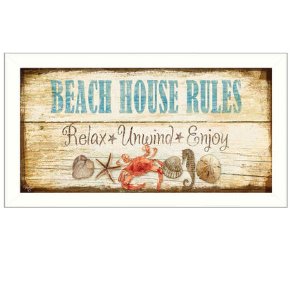 Beach House Rules White Framed Print Wall Art HomeRoots