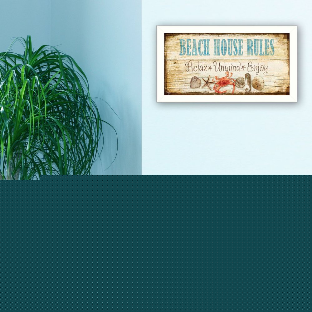 Beach House Rules White Framed Print Wall Art HomeRoots