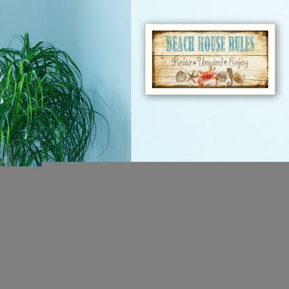 Beach House Rules White Framed Print Wall Art HomeRoots