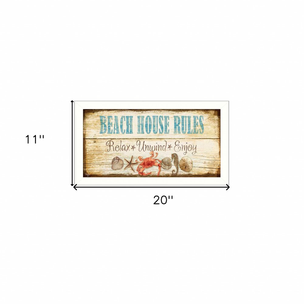 Beach House Rules White Framed Print Wall Art HomeRoots