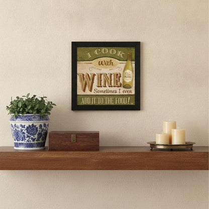 I Cook with Wine Black Framed Print Kitchen Wall Art HomeRoots