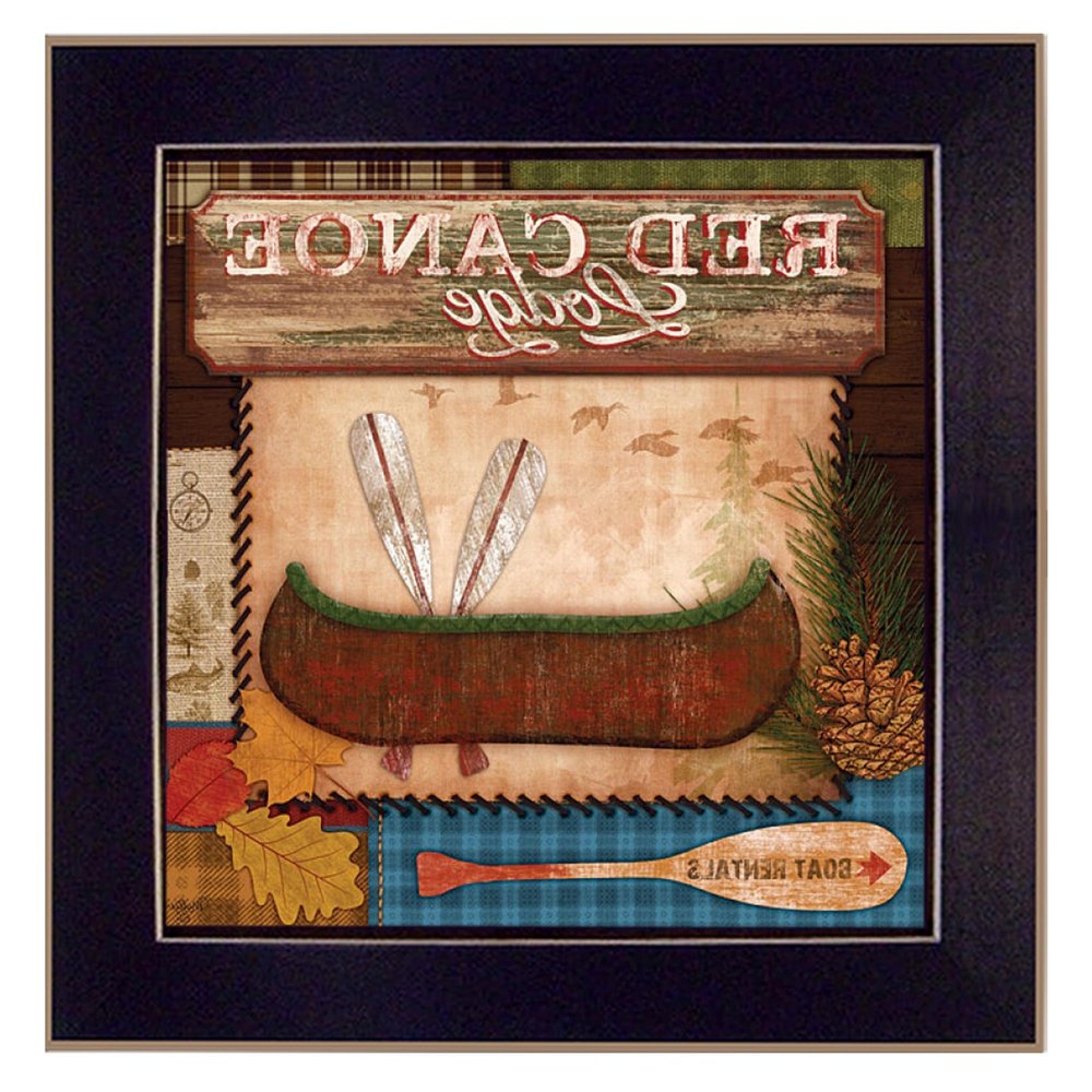Red Canoe Lodge 1 Black Framed Print Wall Art HomeRoots