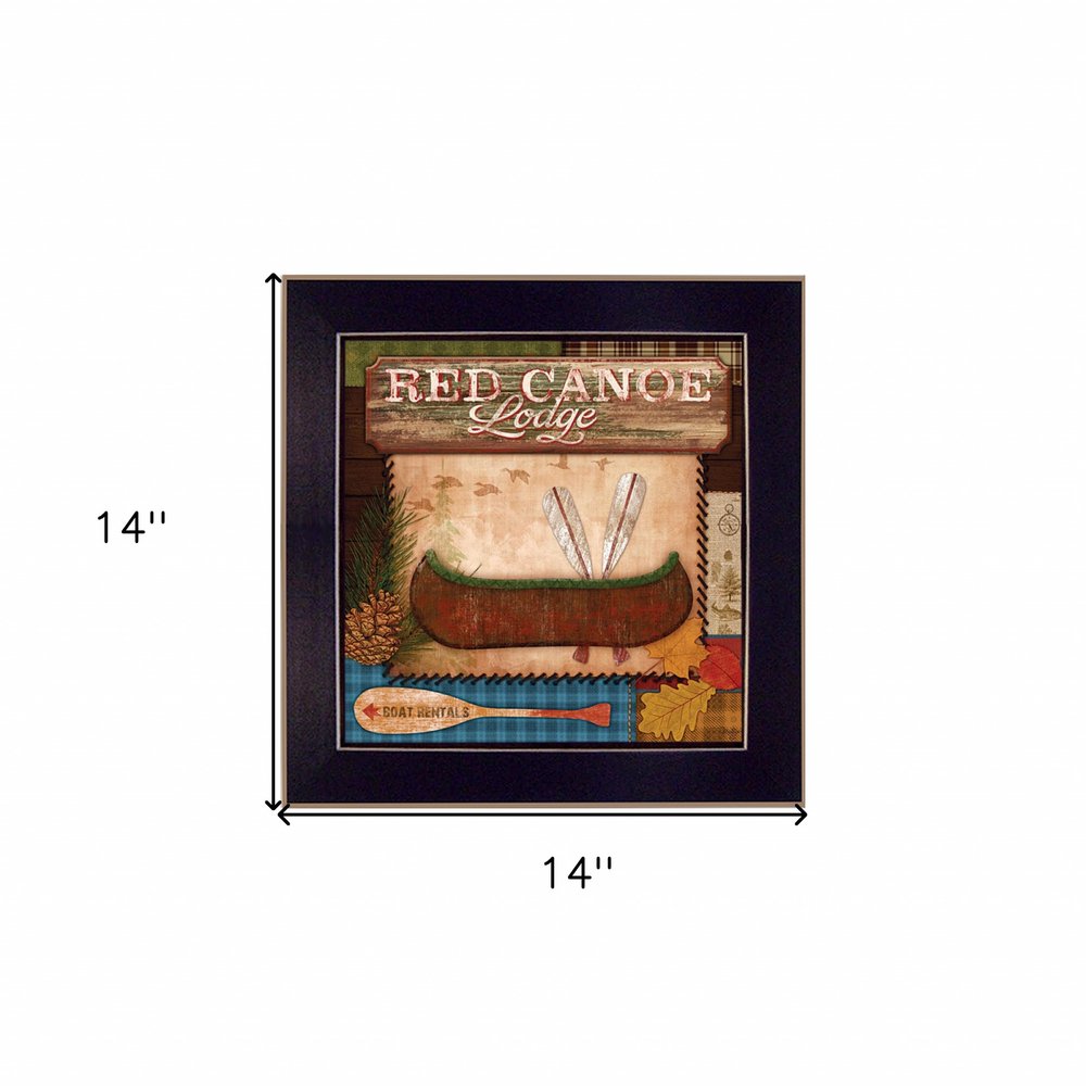 Red Canoe Lodge 1 Black Framed Print Wall Art HomeRoots
