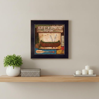 Red Canoe Lodge 1 Black Framed Print Wall Art HomeRoots