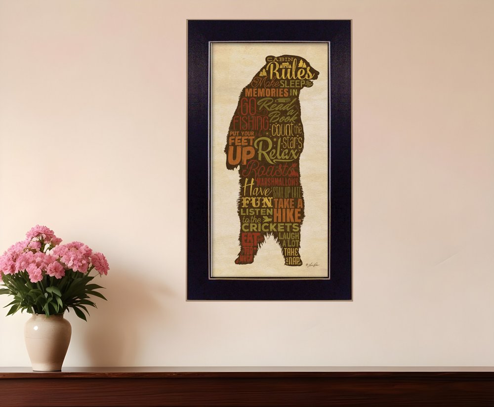 Cabin rules 2 Black Framed Print Wall Art HomeRoots