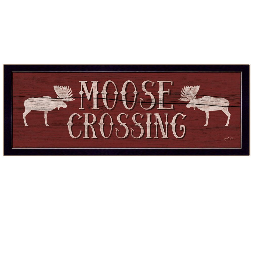 Moose Crossing Black Framed Print Wall Art HomeRoots