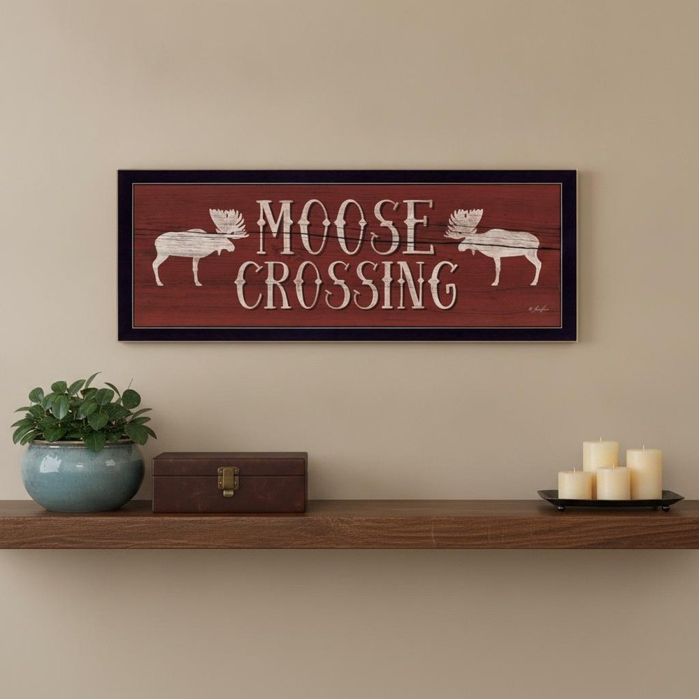 Moose Crossing Black Framed Print Wall Art HomeRoots