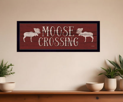 Moose Crossing Black Framed Print Wall Art HomeRoots