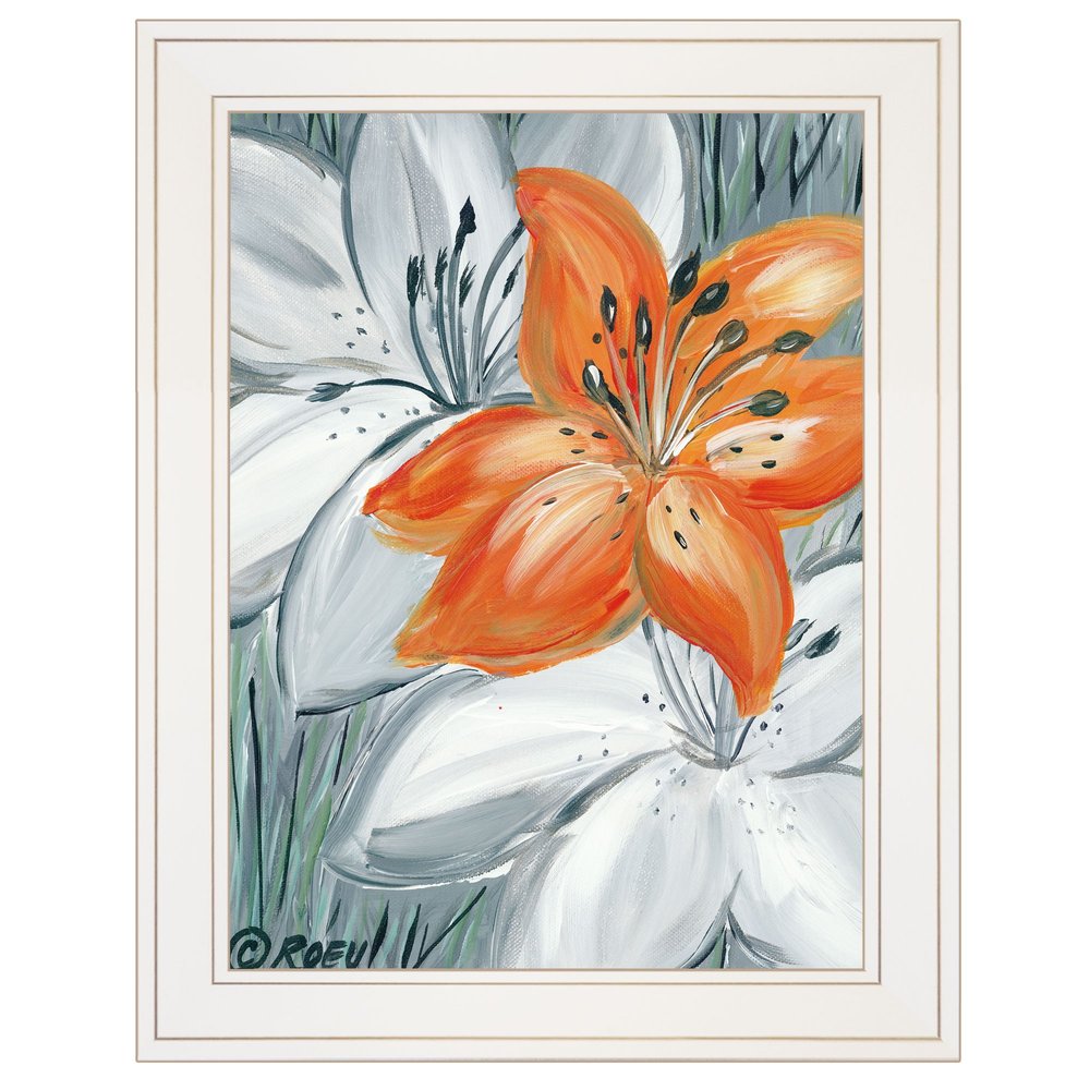 Tiger Lily in Orange 1 White Framed Print Wall Art HomeRoots