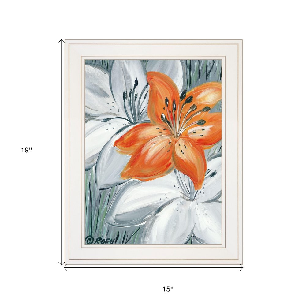 Tiger Lily in Orange 1 White Framed Print Wall Art HomeRoots