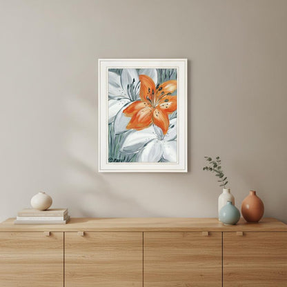 Tiger Lily in Orange 1 White Framed Print Wall Art HomeRoots