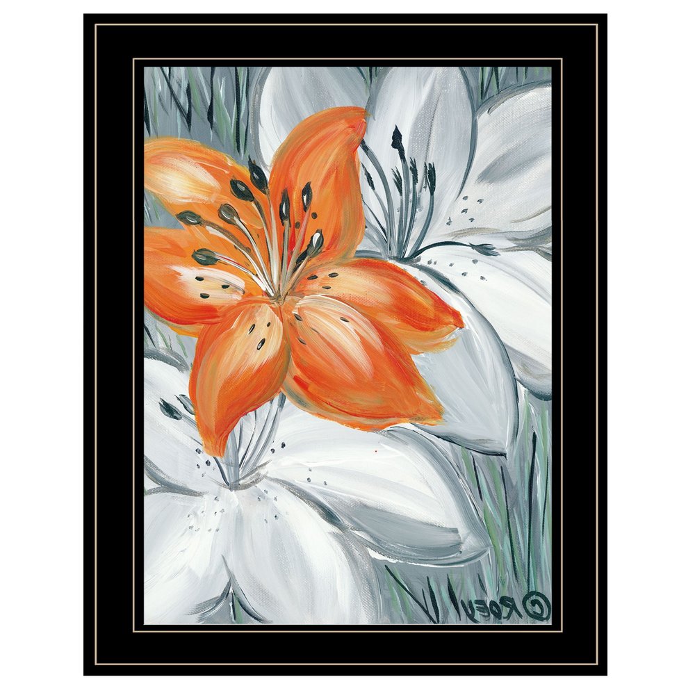 Tiger Lily in Orange 2 Black Framed Print Wall Art HomeRoots