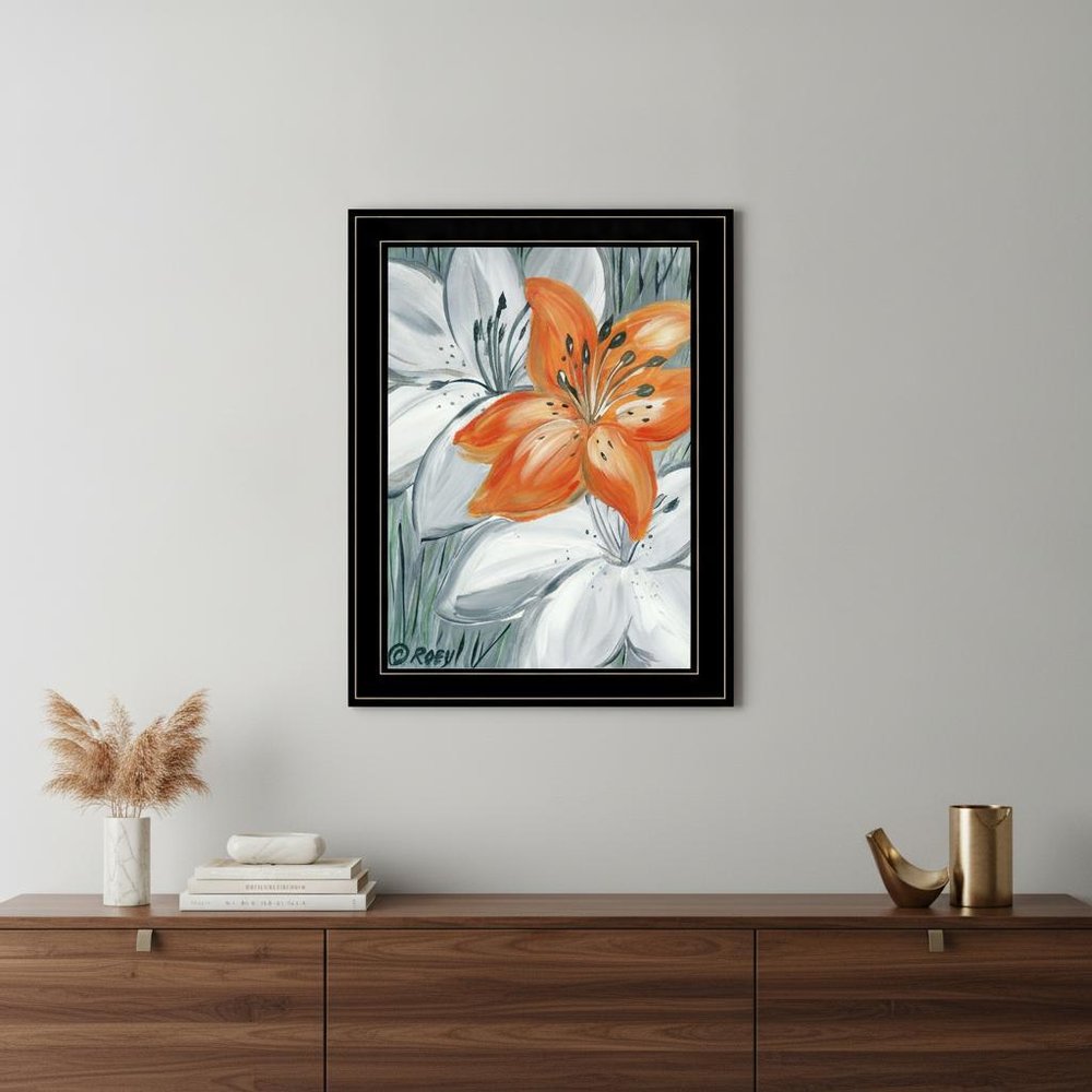 Tiger Lily in Orange 2 Black Framed Print Wall Art HomeRoots