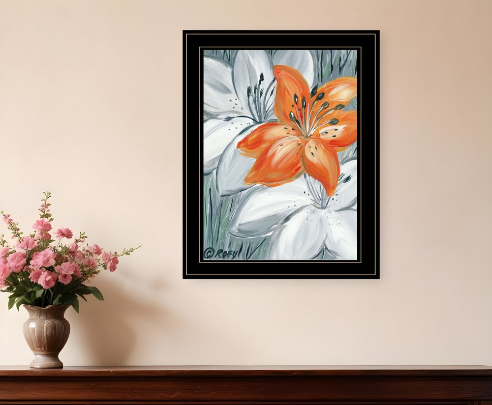 Tiger Lily in Orange 2 Black Framed Print Wall Art HomeRoots