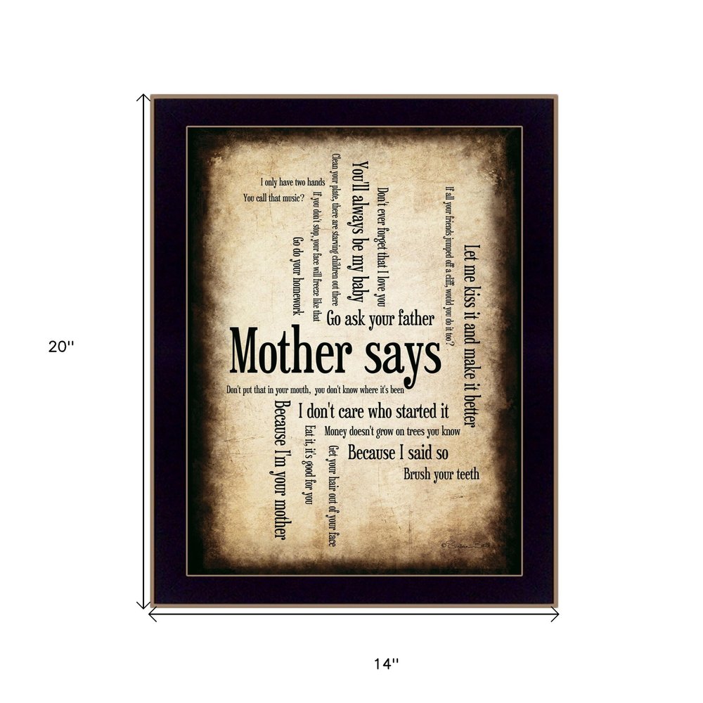 Mother Says 2 Black Framed Print Wall Art HomeRoots
