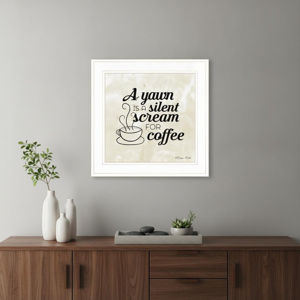 A Silent Scream for Coffee 1 White Framed Print Wall Art HomeRoots