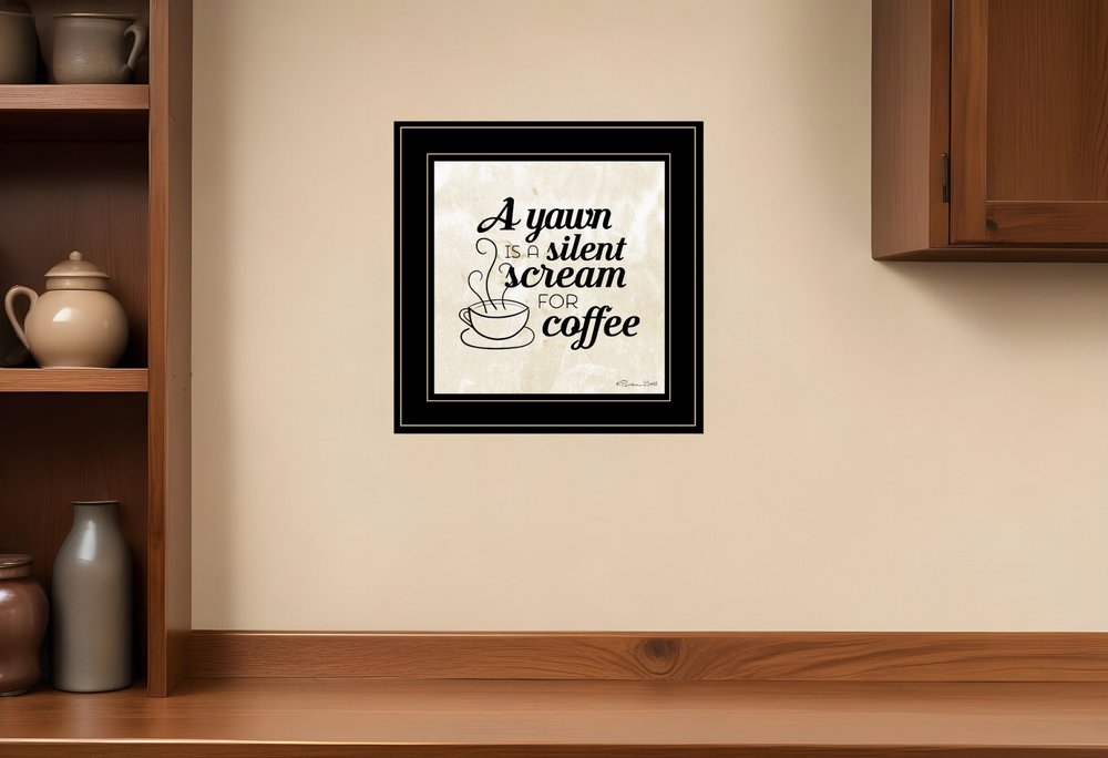 A Silent Scream for Coffee 2 Black Framed Print Wall Art HomeRoots