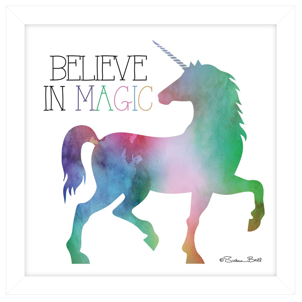 Believe in Magic Unicorn White Framed Print Wall Art HomeRoots