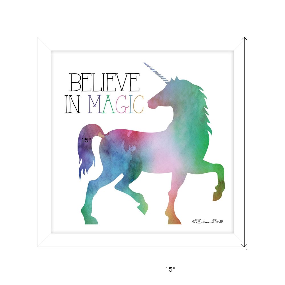 Believe in Magic Unicorn White Framed Print Wall Art HomeRoots